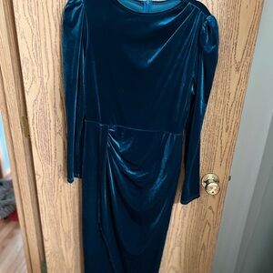 SHEIN Deep Blue Velvet Long Sleeve Dress